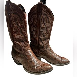 Panhandle Slim Snakeskin Vintage Cowboy Boots 7D EUC